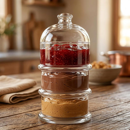 Multipurpose Glass Stackable Storage Jar with Lid, Avocado, Lemon, Onion, Tomato Keeper/Saver/Holder, Home & Kitchen Organizer