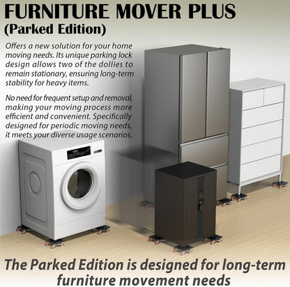 ONEON Heavy Duty Furniture Movers with Wheels Dolly with Auxiliary Lifter, All-New Upgraded Carbon Steel Panels & Dual-Wheeled Casters, Supports up to 1650 lbs (L)