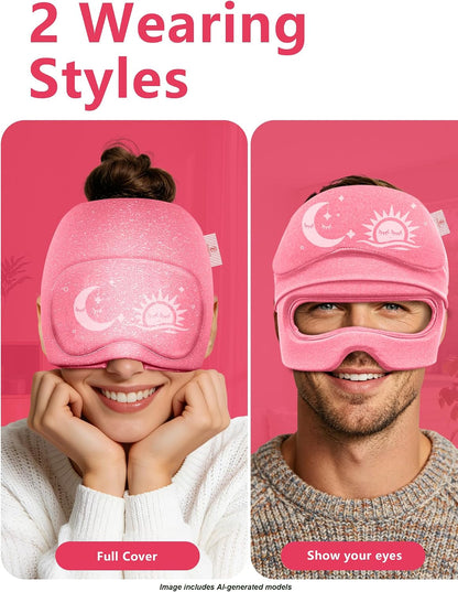 Migraine Relief Cap with Flip-up Eye Mask for Headache & Stress Relief | Headache Relief Hat for Hangover, Tension-Cold Compress Head Wrap