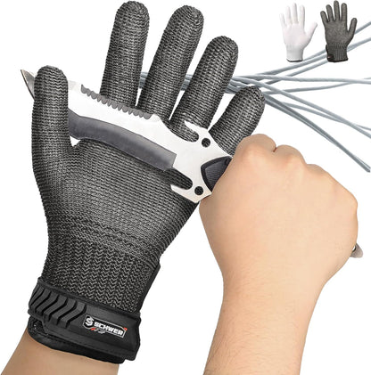 Schwer SlicePro ANSI A9 Cut Resistant Glove PR1706, Stainless Steel Mesh Metal Glove, Food Grade for Kitchen Cooking, Butcher Meat Cutting, Oyster Shucking, Mandoline, Fishing, (M, 1 PCS)