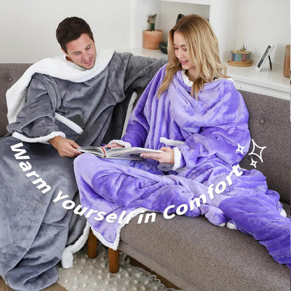 Catalonia Wearable Blanket with Sleeves & Foot Pocket for Adults | Soft Fleece Throw Wrap with Hands-Free Comfort, Perfect for Reading, TV Time & Relaxing, Christmas Gift for Women & Men