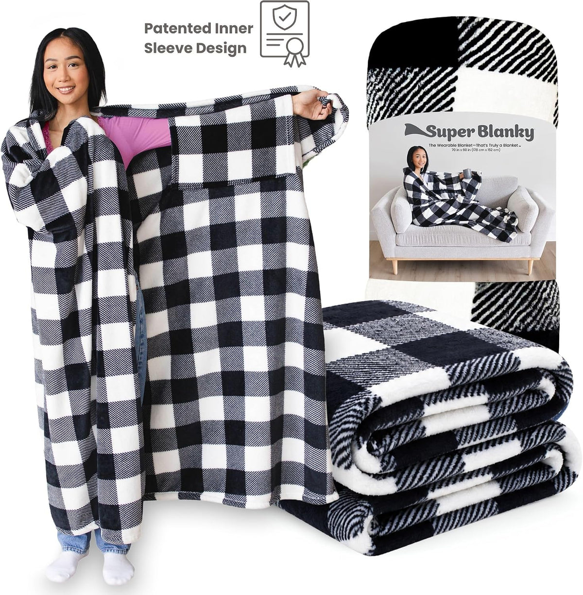 Super Blanky Wearable Blankets for Women & Men, Dorm Room Essentials, Gift for Her, Gifts for Women, Wife Birthday Gift Ideas