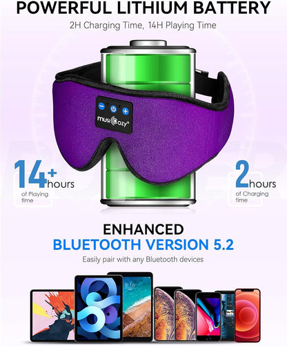 MUSICOZY 3D Sleep Headphones Bluetooth 5.4 Sleep Mask with HD Speakers