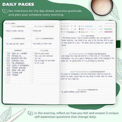 Clever Fox Self-Care Journal for Women, Daily Planner 5.8x8.3 Mystic blue