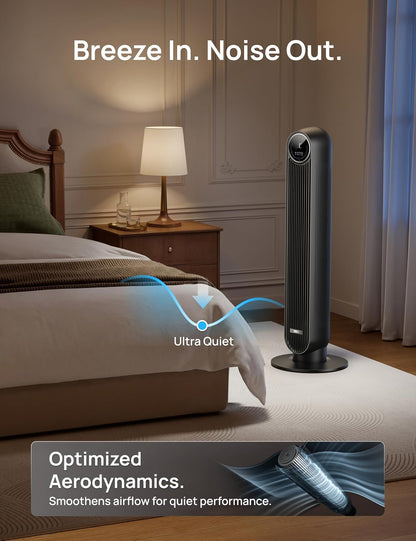 DREO Tower Fan for Bedroom, 28ft/s High Velocity, 9 Speeds, DC Motor