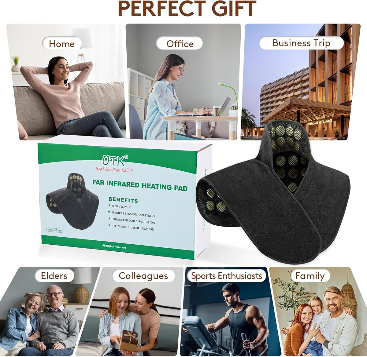 UTK Far Infrared Heating Pad for Neck and Shoulder and Back Pain Relief