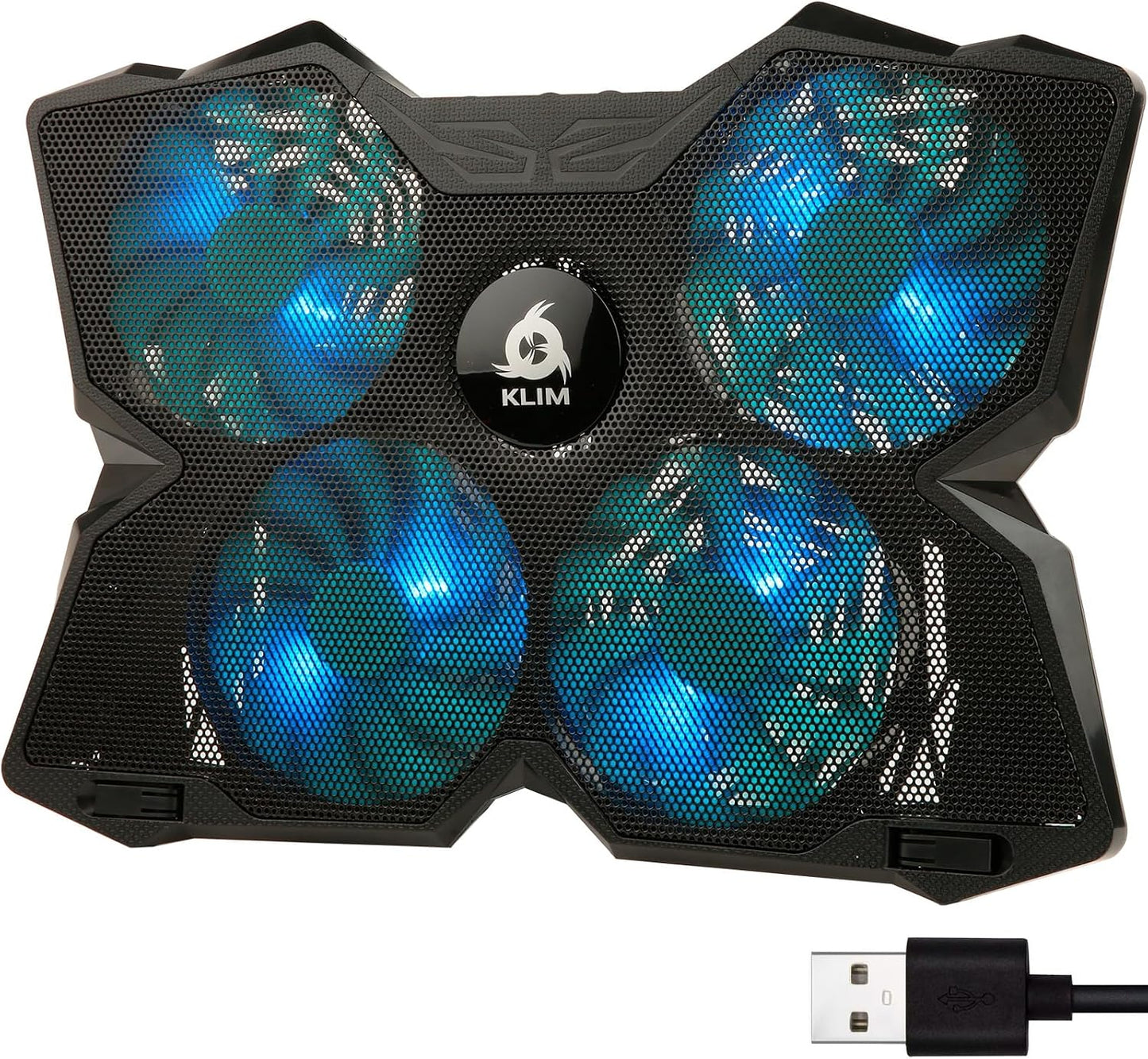 KLIM Wind Laptop Cooling Pad - More Than 500 000 Units Sold - New Version - The Most Powerful Rapid Action Cooling Fan - Laptop Stand with 4 Cooling Fans at 1200 RPM - USB Fan - PS5 PS4 - RGB