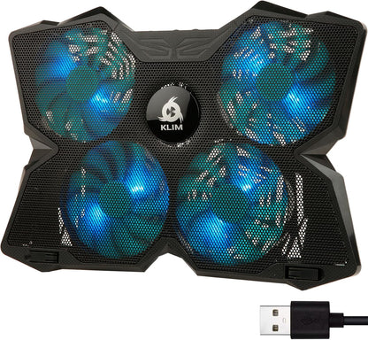KLIM Wind Laptop Cooling Pad - More Than 500 000 Units Sold - New Version - The Most Powerful Rapid Action Cooling Fan - Laptop Stand with 4 Cooling Fans at 1200 RPM - USB Fan - PS5 PS4 - RGB
