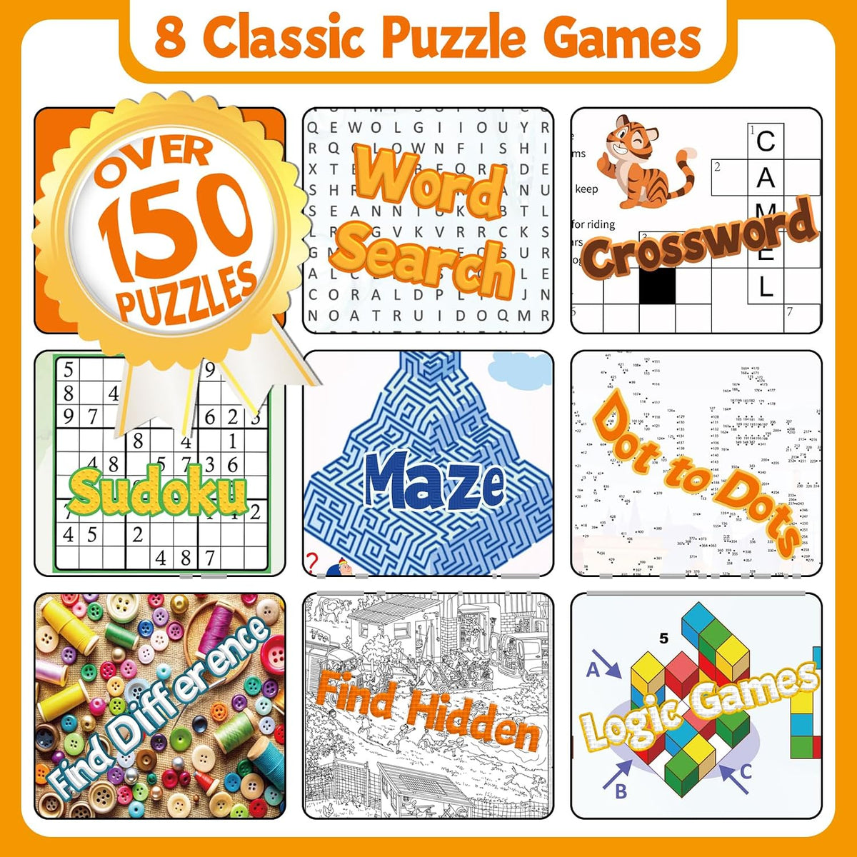 Elfew 4 Pack Activity Book for Adults, Puzzles Books for Seniors