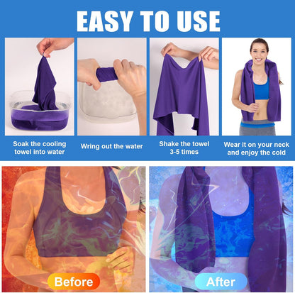 4 Pack Cooling Towels Wrap for Neck Face,Ice Cold Towel Rags Quick Dry for Gym Fitness Yoga Tennis Cycling Running Hiking Workout Sweat(Multicolor-02)
