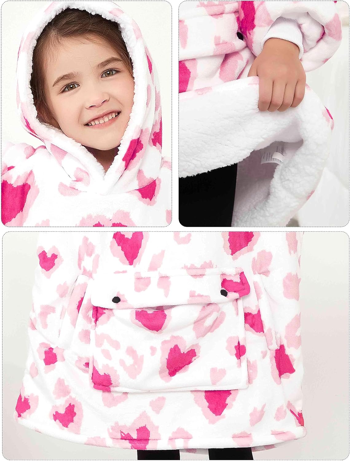 Wearable Blanket Hoodie for Adults With Pocket Strawberry Hoodie | Sherpa, Fuzzy Blanket Hoodie, Oversized Sweatshirt Blanket, Kangaroo Pouch, Cute Birthday Gifts for Sister, Cute Stuff