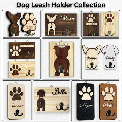 Dog Leash Holder Wall Mount, Pet Harness Hanger with Scrabble Letters, Dog Collar Organizer for Entryway, Memorial Cat Leash Holder for Wall, Pet Loss Gifts, Keepsake, Home Decor PF212-NAT
