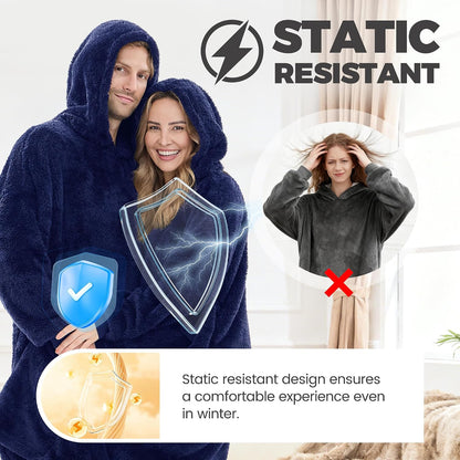 PJGGZ Wearable Blanket Hoodie for Women Men, Fleece Warm Comfy Hooded Sweatshirt with Pockets & Sleeves Cozy Gift for Adult