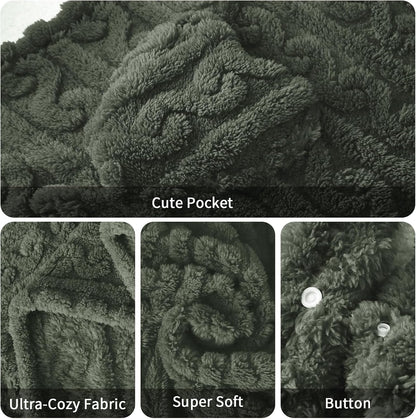 Wearable Blanket Sherpa Fleece Shawl Blanket with Pockets Blanket Poncho Cape for Adults, Cozy Shawl TV Throw Blankets