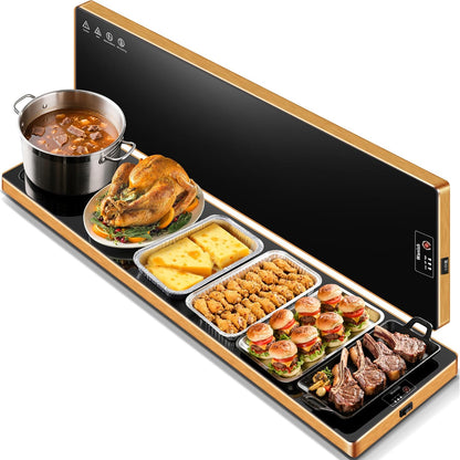 Electric Warming Tray,Extralong 47"x12",Tempered Glass Warming Mat for Food