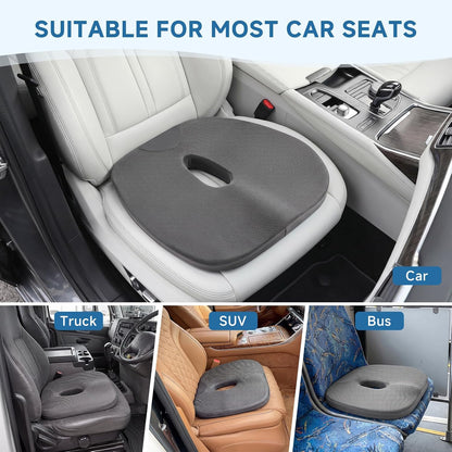 Car Seat Cushion for Driving Thin Seat Pad Drivers Seat Cushion | Better Visibility Sciatica Pain Relief High Density Memory Foam Breathable Mesh Non-Slip Base Machine Washable Cover
