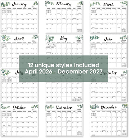 2026-2027 Magnetic Calendar for Refrigerator, Apr 2026-Dec 2027 | 21-Month Fridge Calendar 2026-2027 for Home Planning, Scheduling and Easy Organization, Greenery