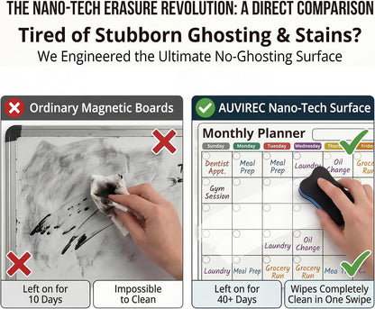 Magnetic Calendar for Refrigerator, Fridge Calendar 3-Pack | Monthly Weekly Daily Dry Erase Calendar Planner Set with Nano-Tech Surface, 17"x12" Magnetic Whiteboard, 8 Markers & Eraser