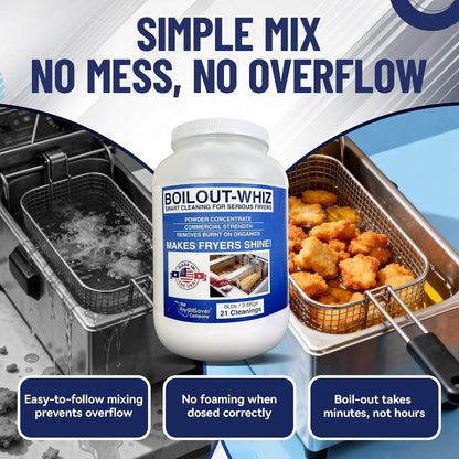 8LB Boil-Out Whiz Deep Fryer Cleaner - Degreaser Powder for Commercial Kitchen Cleaning Oil Saver - Deep Fryer Pot & Coil Safe - Extend Oil Life, Save Time & Energy - by FryOilSaver Co
