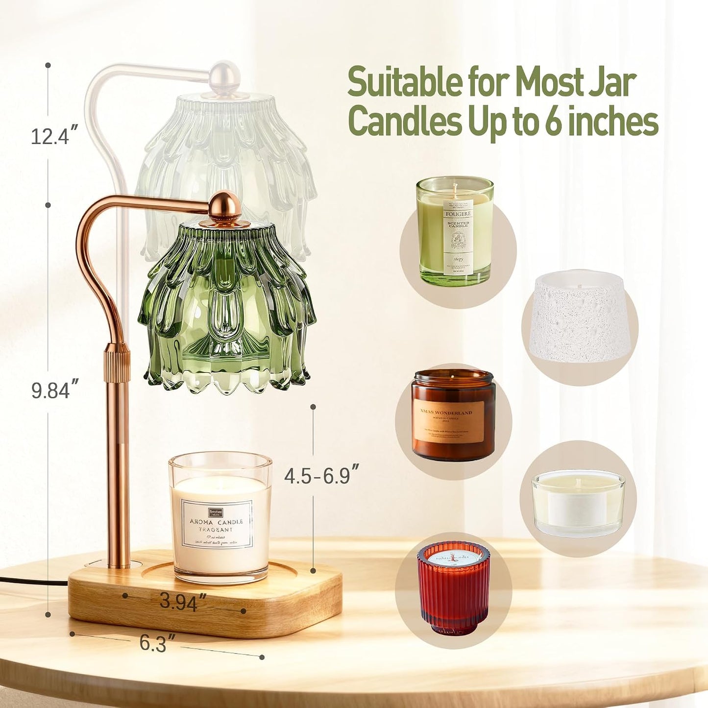Candle Warmer Lamp with Timer - Flower Electric Wax Melter Warmer Adjustable Height for Jar Candles, Gift for Women, Mom, Christmas, Birthday,Home Decor