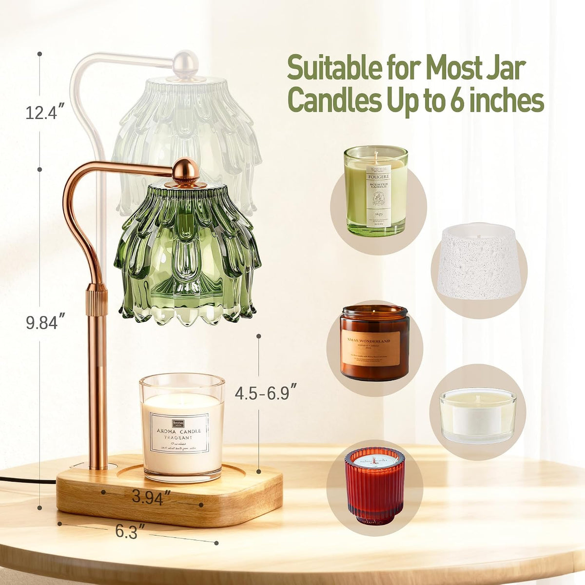 Candle Warmer Lamp with Timer - Flower Electric Wax Melter Warmer Adjustable Height for Jar Candles, Gift for Women, Mom, Christmas, Birthday,Home Decor