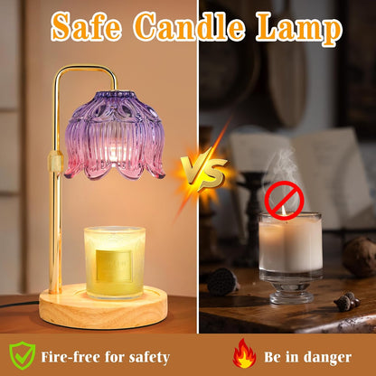 XJZJY Pink Flower Candle Warmer Lamp with Timer, Birthday Gifts for Women