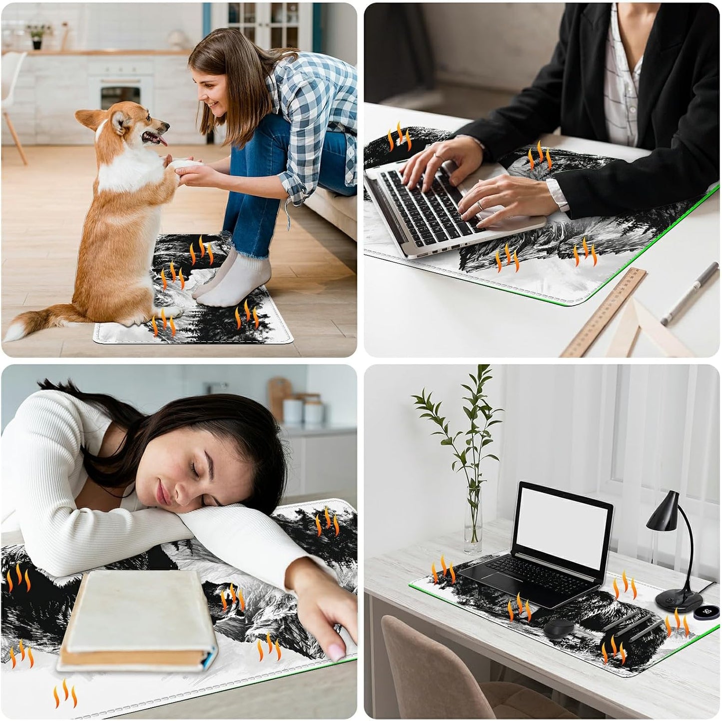 Heated Desk Pad Heated Large Mouse Pad, Electric Quickly Warm Desk Mat with 3 Levels Heating 3 Hours Auto Shut-Off, 31.5" x 13" Warm Gaming Mousepad Hand Foot Warmer, Baby Elephant