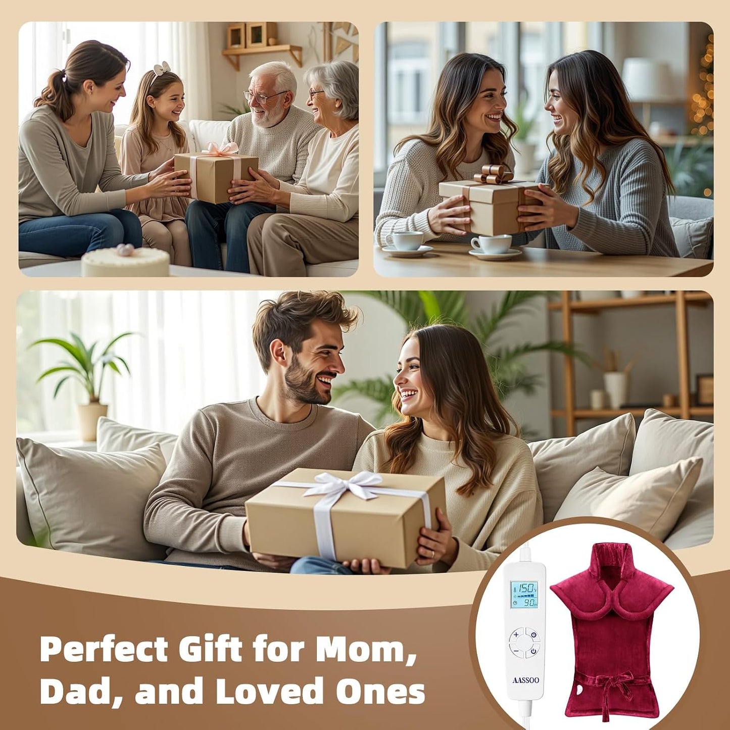 Graphene-Infused Heating Pad for Neck Shoulder and Back,Large Heating Pad for Women Men Dad, Weighted Electric Neck Shoulders Heat Pad for Pain Relief, ETL Certified