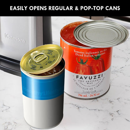 Kenmore Electric Can Opener – Smooth Edge, Automatic Side-Cut Blade, Extra-Tall Design for Regular & Pop-Top Cans, Easy One-Touch Operation, Black & Stainless Steel