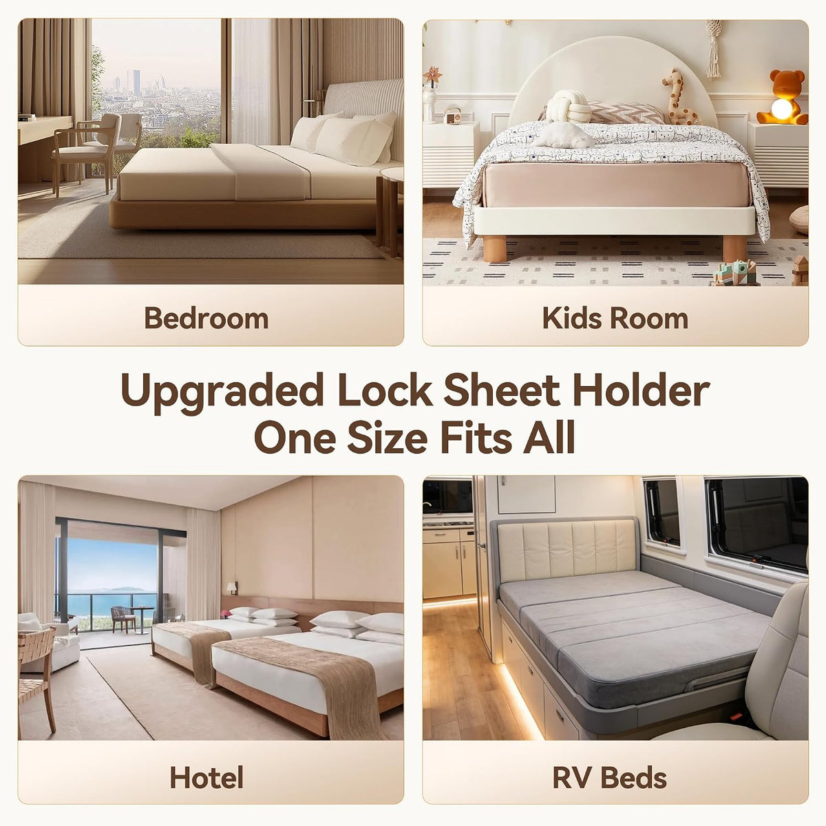 Bed Sheet Holders for Corners and Sides, 4Pcs Heavy Duty Sheet Straps & Grippers, Mattress Sheet Holder Keep Sheets Tight All Night, Universal Fit for Fitted Sheets, Queen King Twin RV