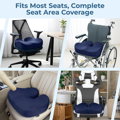 5 STARS UNITED Seat Cushion - Memory Foam Chair Cushion for Tailbone Pain Relief - Ergonomic Support for Coccyx, Sciatica & Butt - Office, Desk & Gaming Chair, Car Seat, Wheelchair, Airplane, Black