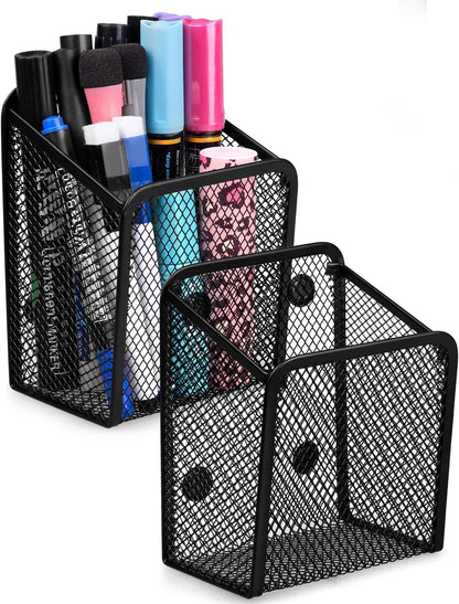 QYH Magnetic Pen Holder 4 Pack Pencil Locker Organizer Accessories for School and Office, Black
