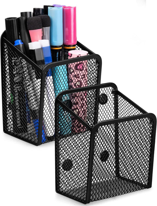 QYH Magnetic Pen Holder 4 Pack Pencil Locker Organizer Accessories for School and Office, Black