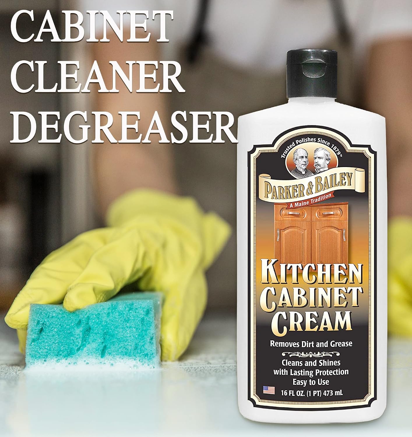 Parker and Bailey Kitchen Cabinet Cream-Wood Cleaner-Grease Remover 16 oz (1) | Wood degreaser that restores and protects cabinets naturally