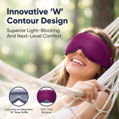 100% Blackout Weighted Sleep Mask: 3D Contoured Eye Mask with Full Coverage for Lash Extension - Soft Memory Foam,Adjustable Size - Eye Cover for Airplane Travel Essential,Meditation Blindfold