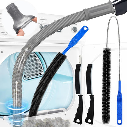 PetOde 5Pack Dryer Vent Cleaner Kit Vacuum Hose Attachment Gray 31.5" | Cleaning Brushes for Refrigerator Coils, Condenser, Window Tracks, Toilets