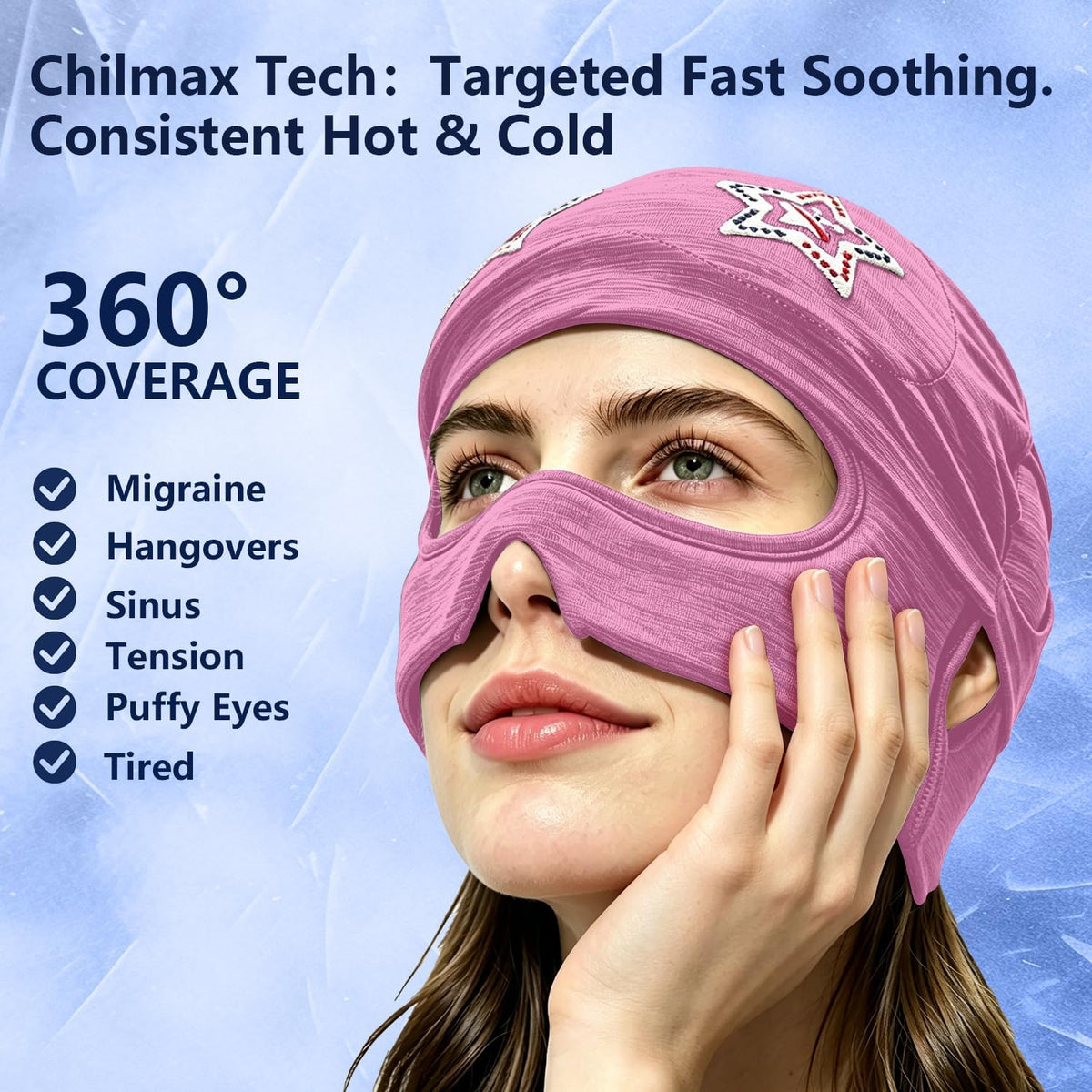 Migraine Relief Cap with Slide-Up Eye Mask, Headache Relief Ice Hat