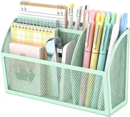 Magnetic Pencil Holder, Magnetic Organizer for Locker Accessories, Black | Mesh Marker Holder with Strong Magnets and 3 Compartments for Whiteboards Refrigerators and Magnetic Lockers