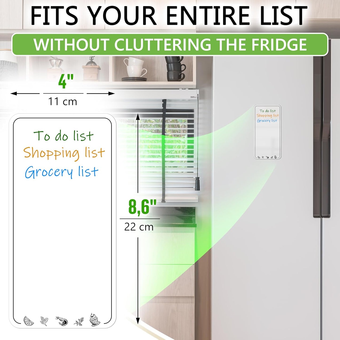 Dry Erase Board for Fridge 4.5 x 8.5 in - Magnetic Chalkboard for Fridge Whiteboard Magnet Black Shopping List - Fridge Magnetic Board Small Refrigerator Grocery List - Fridge Reminder Board
