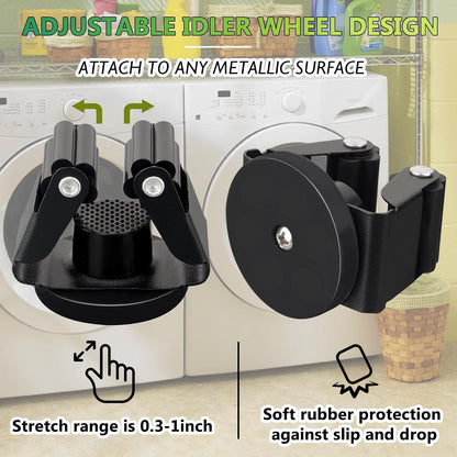 ULIBERMAGNET Magnetic Mop Broom Holder,Heavy Duty Movable Magnetic Broom Holder Rack,Anti-slip Wall Mounted Utility Storage Mop Shovel Gripper Hanger for Garage, Kitchen, Laundry, Garden(2 Pack/Black)