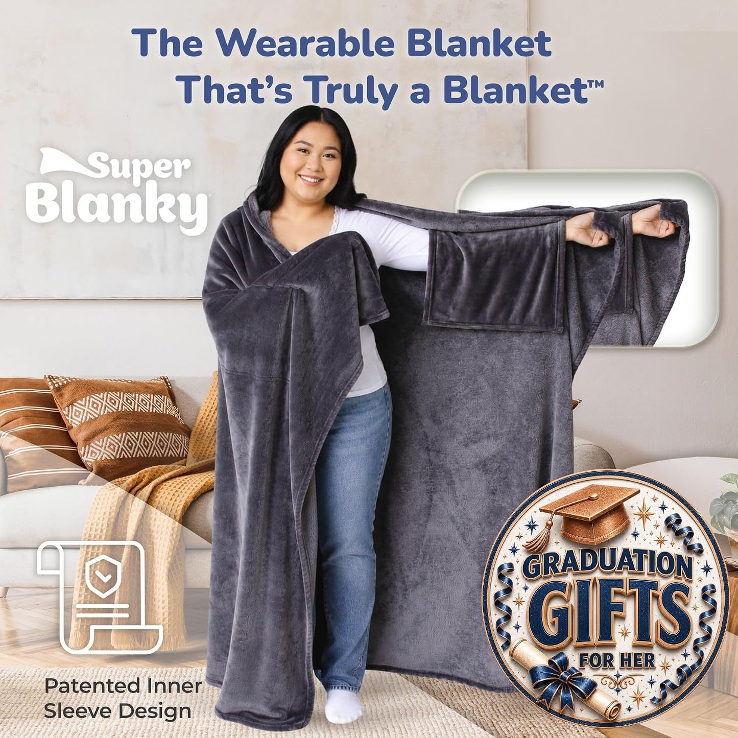 Wearable Blankets for Women & Men, Graduation Day Gift for Her, Cozy Gifts for Women, Wife Birthday Gifts Ideas