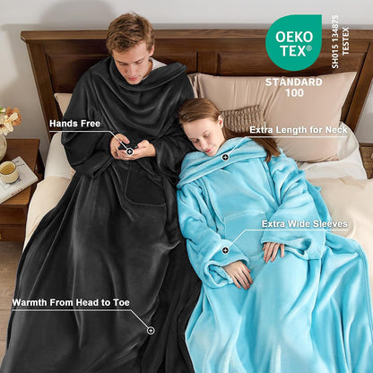 IFNOW Fleece Wearable Blanket with Sleeves, Oversized Snuggle Robe