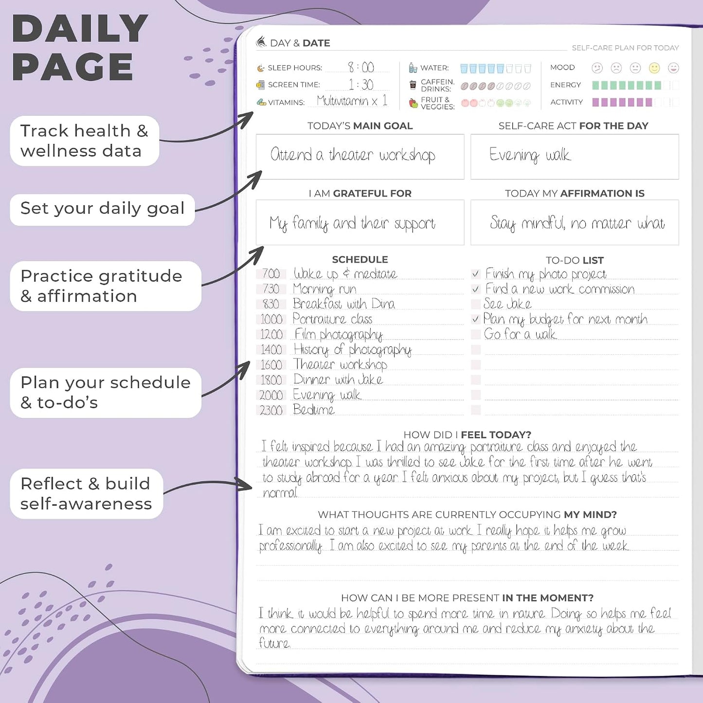 Clever Fox Self-Care Journal PRO for Women, Mental Health, Seashell | Guided daily life reflection, wellness, gratitude, and mood prompts, habit tracker, 7x10 in, eco leather hardcover