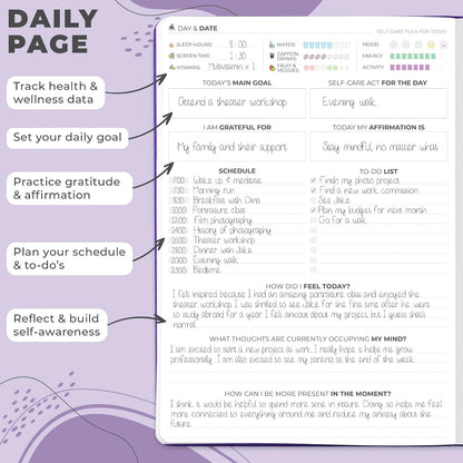 Clever Fox Self-Care Journal PRO for Women, Mental Health, Seashell | Guided daily life reflection, wellness, gratitude, and mood prompts, habit tracker, 7x10 in, eco leather hardcover