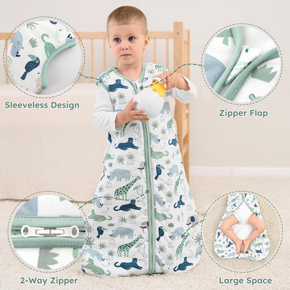 Yoofoss Baby Sleep Sack 0-6 Months Wearable Blanket for Babies 100% Organic Cotton 2-Way Zipper TOG 0.5 Toddler Sleeping Sack 3 Pack, Sleep Sacks