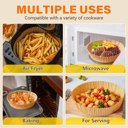 150Pcs Air Fryer Liners Disposable, 8 Inch Paper for 5-8 QT Air Fryers | Square Unbleached Paper for Ninja Air Fryer Basket, Non-Stick, Greaseproof for Baking, Roasting, Oven, Airfryer Accessories