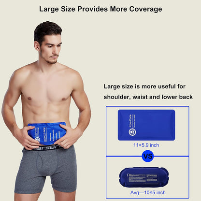 Koo-Care Large Flexible Gel Ice Pack for Injuries Reusable Hot Cold Compress - Fit for Shoulder Arm, Back, Hip, Knee, Shin, Foot Pain Relief, Swelling, Physical Therapy (L, 11" x 14") Pack of 2
