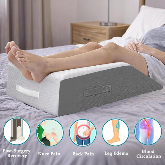 8" Leg Elevation Pillow, Memory Foam Wedge Pillow for Leg & Knee Support