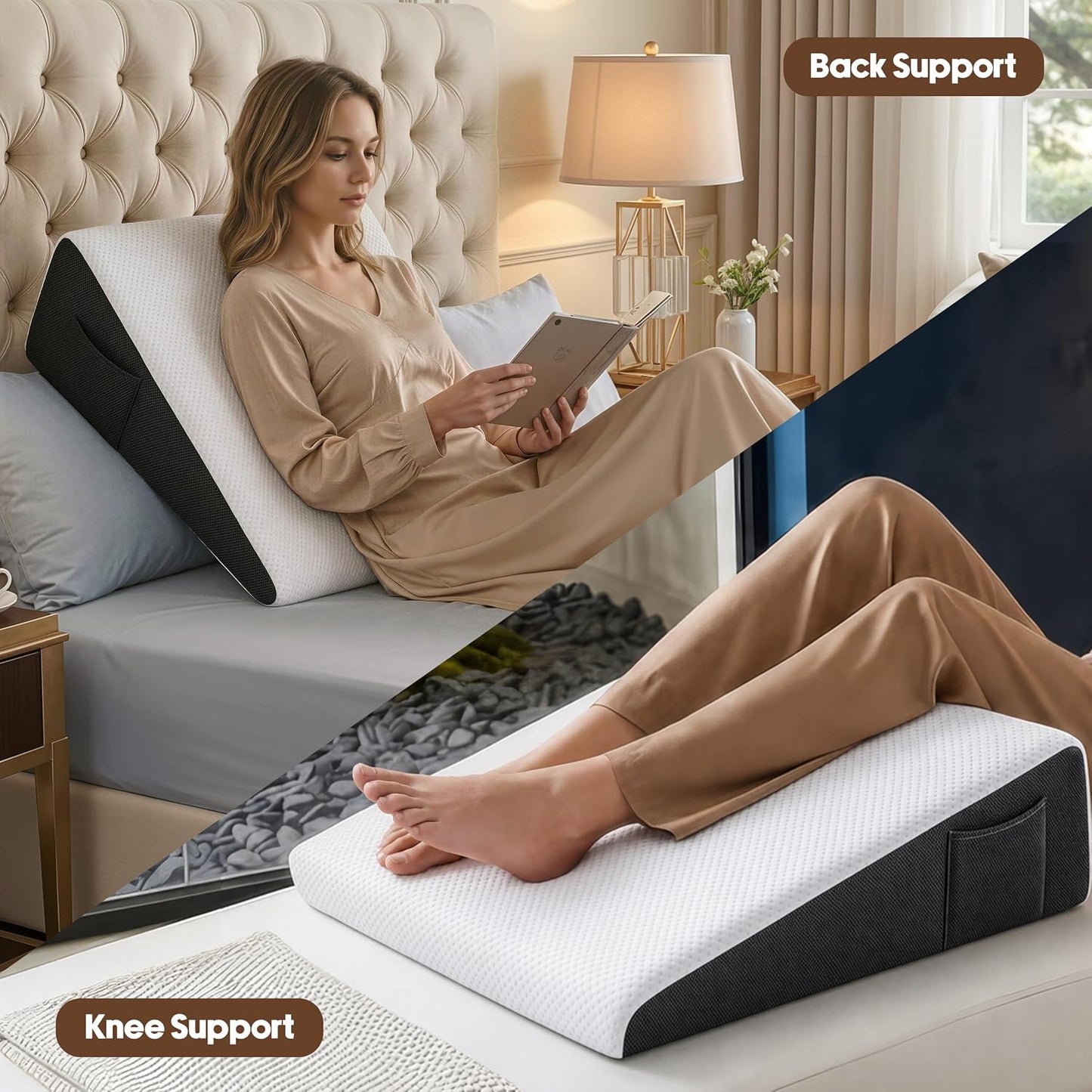 Utopia Bedding Wedge Pillow, Triangle Memory Foam Pillow 24x24x7.5 inches