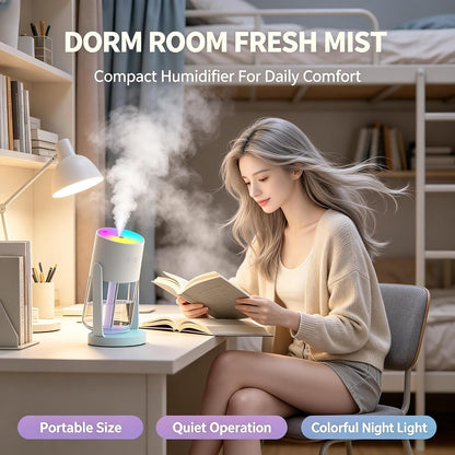 UEISODC bedroom humidifier, desktop USB humidifier, car air freshener, relieves tight skin, cough, nasal congestion, allergies and dry air，With automatic shutdown, silent operation